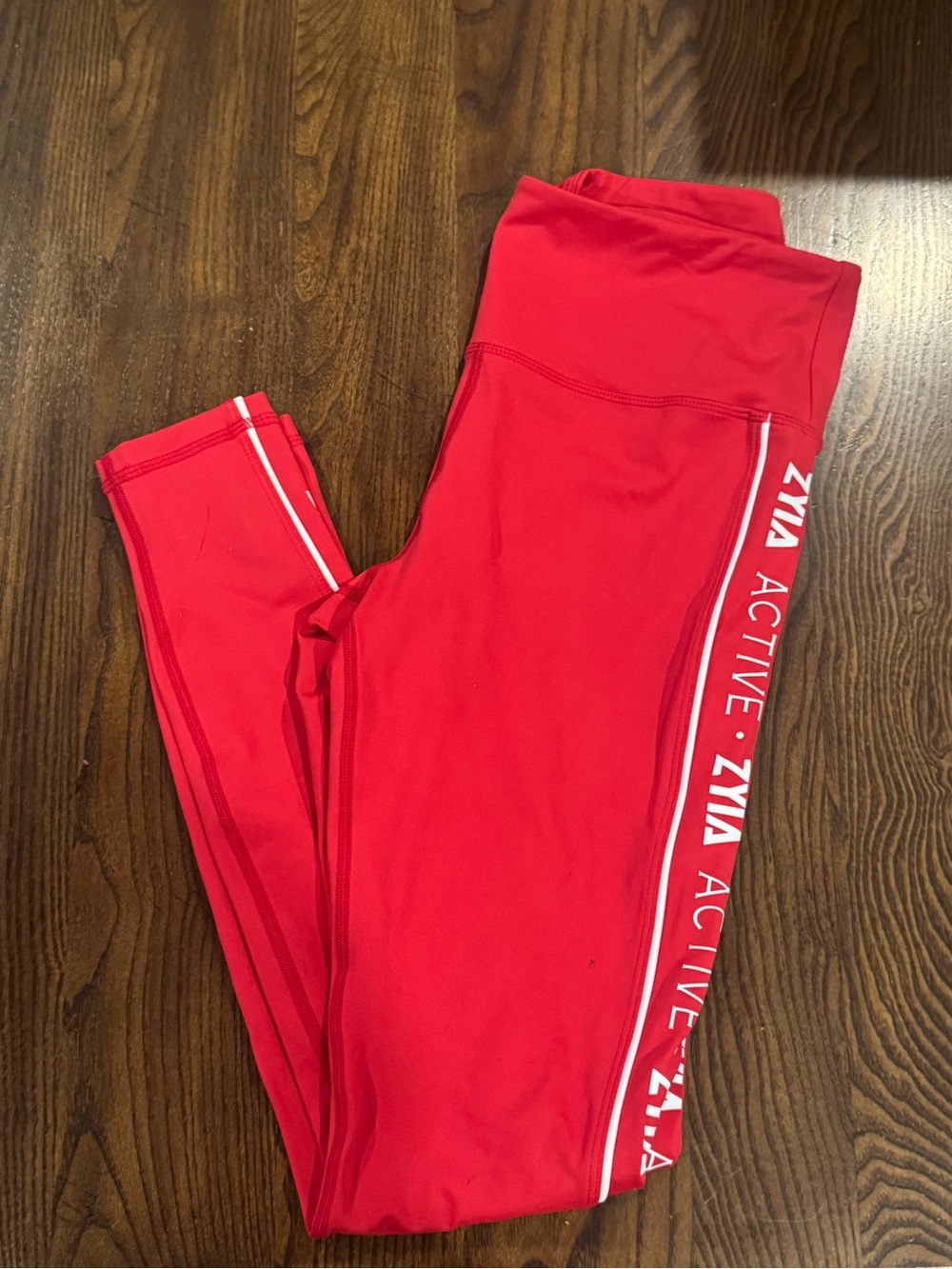 ZYIA Active Red Logo Stripe Leggings Size 6–8